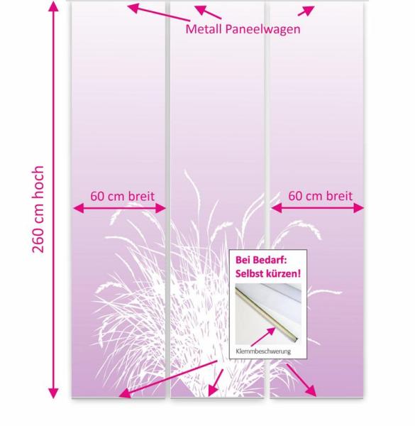 Reed 24 – flieder Flächenvorhang - 3teiliges Set Flächenvorhang 3er Set, Schiebegardine, Schiebegardinen, blickdicht, Flächenvorhang blickdicht, Schiebevorhang,